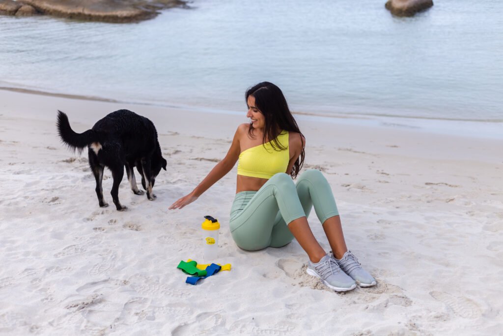 image of a happy dog and youg lady
